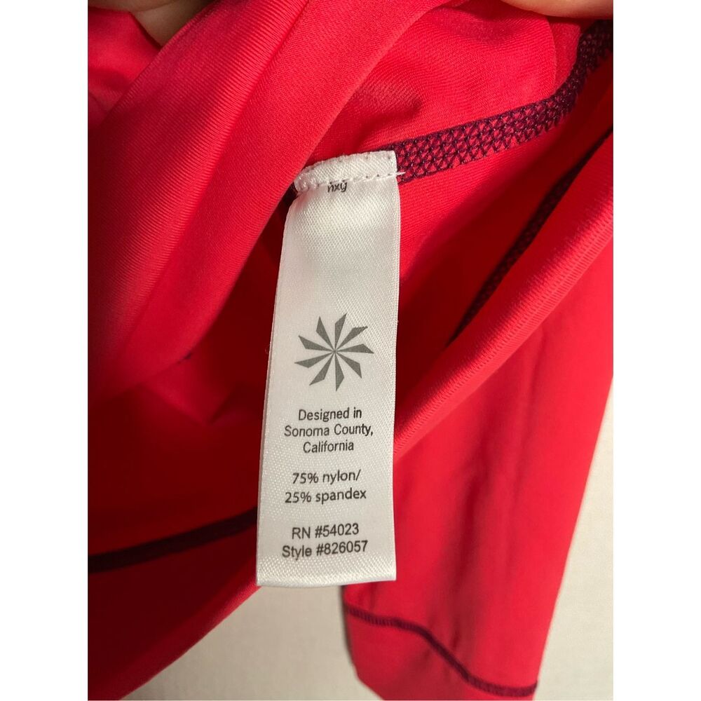 Athleta Shirt Womens Size M/L Coral Rash Guard Kangaroo Pocket UPF Swim Surf Top - Picture 4 of 11